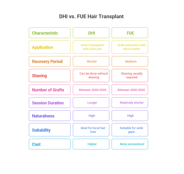 DHI and FUE Hair Transplant Methods